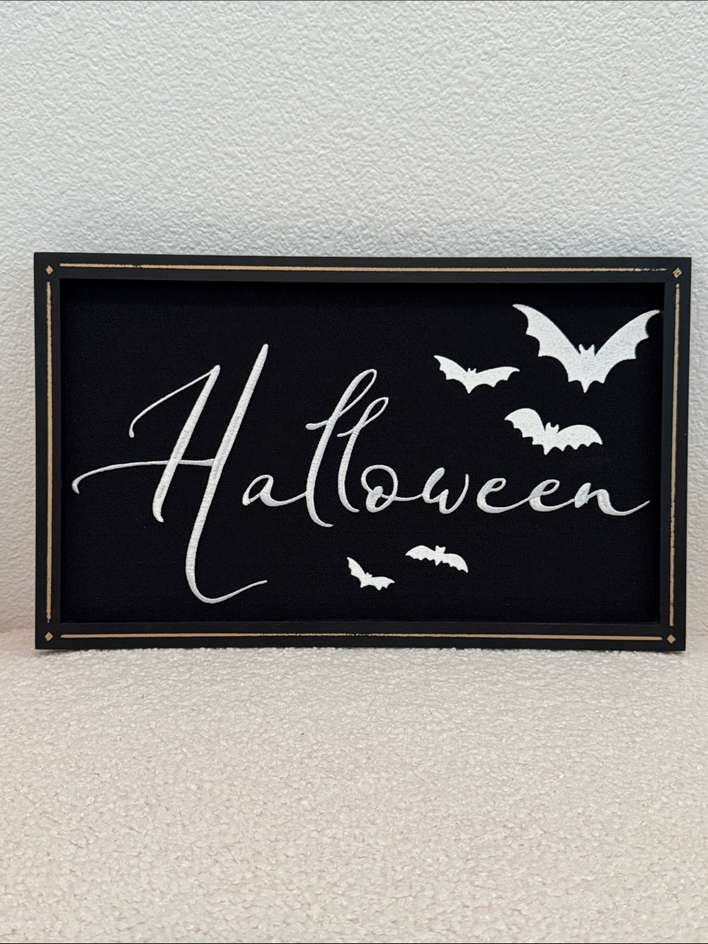 Halloween Script Wall Plaque - Black with White Accents